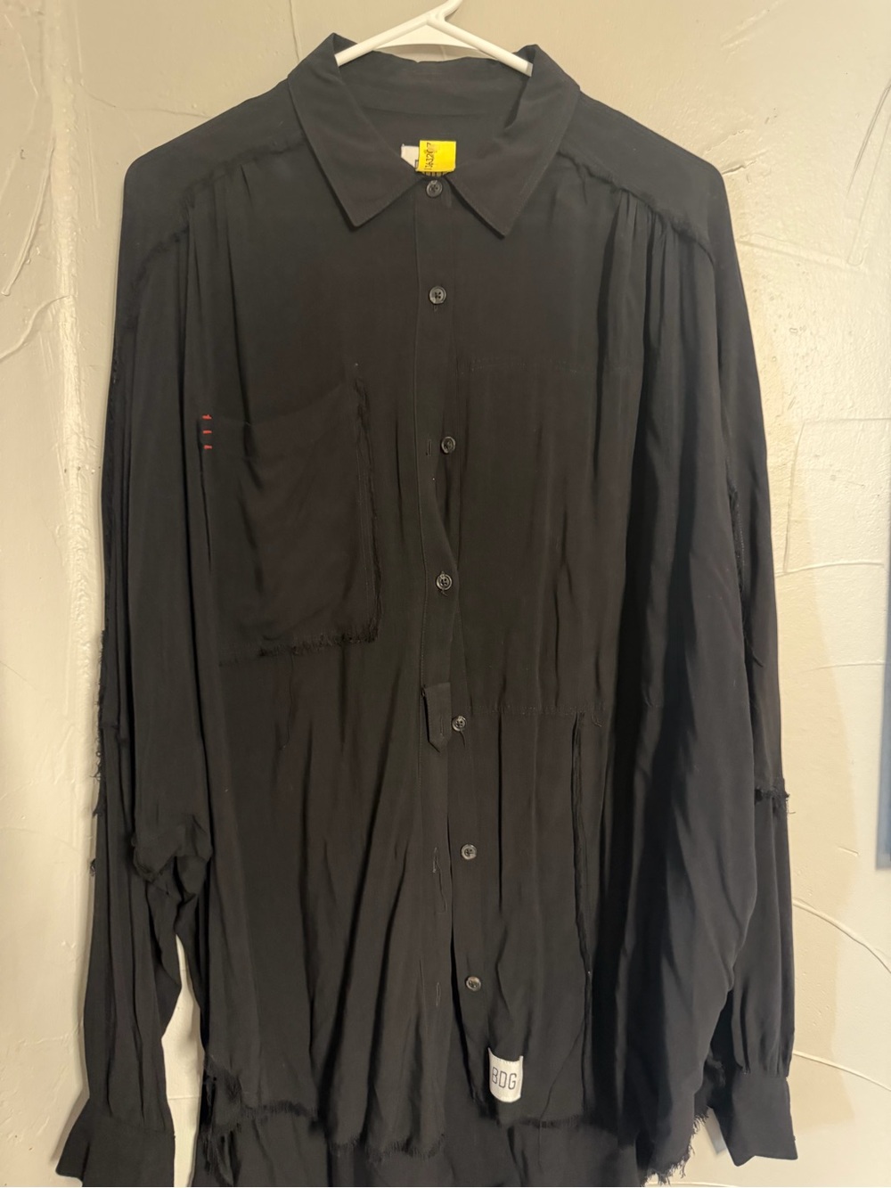 BDG Black Long-Sleeve Button-Down Shirt